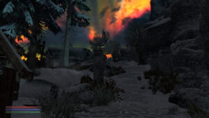 The Elder Scrolls V: Skyrim - schöner Ausblick über eine verschneite Landschaft