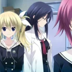 Screenshot aus dem Game CHAOS;CHILD. Auf dem Screenshot sind drei Personen zu sehen, drei Frauen.