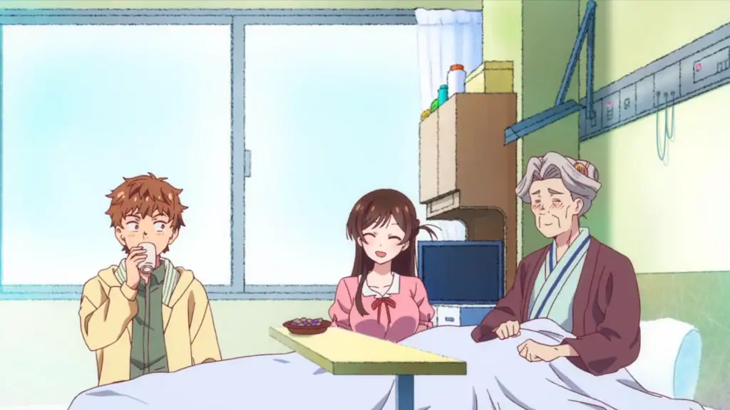 Chizuru und Kazuya sind im Krankenhaus bei seiner Oma.