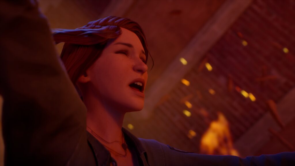Screenshot aus Life is Strange: Reunion. Max wird nach hinten geschleudert.