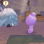 Screenshot aus Pokémon Pokopia. Ditto steht hinter Tangoloss.