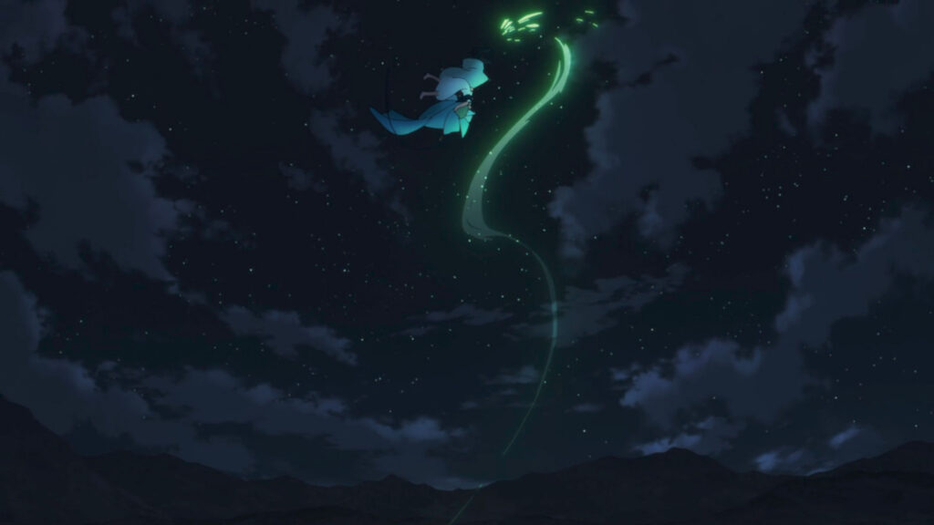 Witch Hat Atelier: Grandioser Auftakt der ersten beiden Episoden? Qifrey rettet Coco. Springt dabei mit ihr in die Luft, um sie in Sicherheit zu bringen.