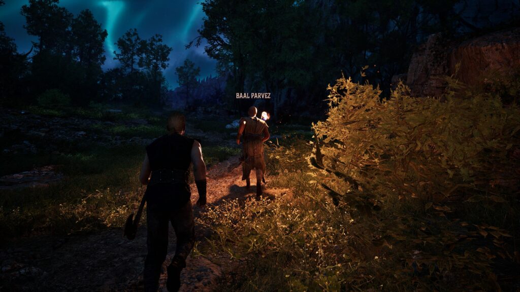 Gothic 1 Remake Wir haben einen netten Dude im alten Lager getroffen: Baal Parvez. Er gehört zum Sumpflager und hat uns angeboten uns in dieses Lager zu bringen. Nun folgen wir ihm durch einen relativ dunklen Wald, denn Nachts ist in Gothic wirklich Nacht.